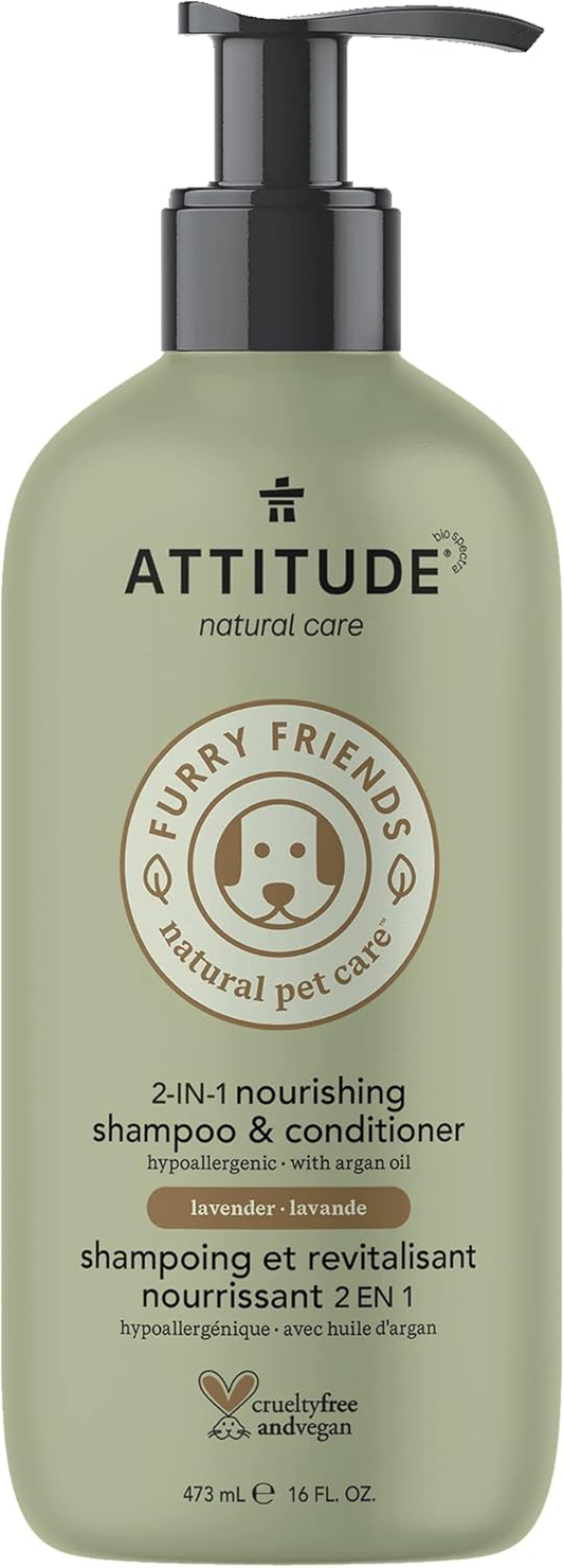 2-In-1 Nourishing Shampoo & Conditioner for Cat & Dog, Plant- and Mineral-Based Ingredients, Vegan and Cruelty-Free, Lavender & Argan Oil, 473 Ml